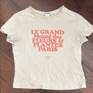 Cream and Orange Short Sleeve Tee with Vintage Paris Graphic